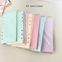 A6 40 Hojas Papel De Recarga, Papel De Encuadernación De 6 Orificios, Piezas De Cuaderno De Planificador Semanal / En Blanco