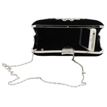 閃亮,閃耀,華麗,優雅,精美,安靜的奢華的精緻天鵝絨鑲鑽花朵派對手拿包黑色晚宴包晚宴包優雅的鑲鑽,水晶裝飾,假珍珠適合派對女孩,女人,淑女,新娘完美適合派對,婚禮,舞會,晚餐/宴會最好的禮物送給女性 - 黑色 - 查看 7