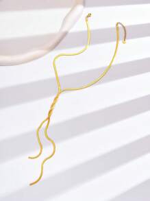 1 Collier Long Et Simple En Acier Inoxydable À La Mode, Pendentif Tassel De Chaîne En Os De Serpent Entrelacée De Blocs De Couleur Créatifs Pour Femmes, Adapté Aux Festivals