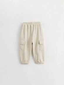 Boys' Outdoor Work Wear Style Pants With Multiple Pockets And Elastic Cuffs For Fall