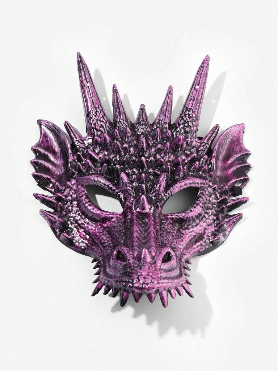 1pc Universal Purple Pp Decorated Creative And Novel Halloween Dragon Mask Accessory For Halloween Party - Purple - View 1
