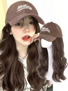 女士全頭帶長髮假髮帽,2023新款合成纖維與真髮混合,一體成型設計