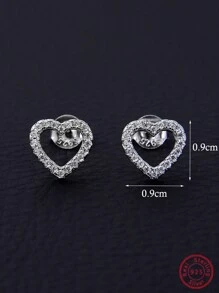 925 Sterling Silver Cubic Zirconia Paved 1 Set/1 Pair/1 Pc Romantic, Sparkling, Classic, Elegant & Fashionable Heart Shaped Jewelry Set/Earrings/Necklace For Women Perfect Decoration For Valentine's Day, Weddings, Engagement, Anniversary, Daily Life, Festivals, Holiday Travels, Birthdays, Parties & Dates Bridal Jewelry Valentines - Silver - View 10