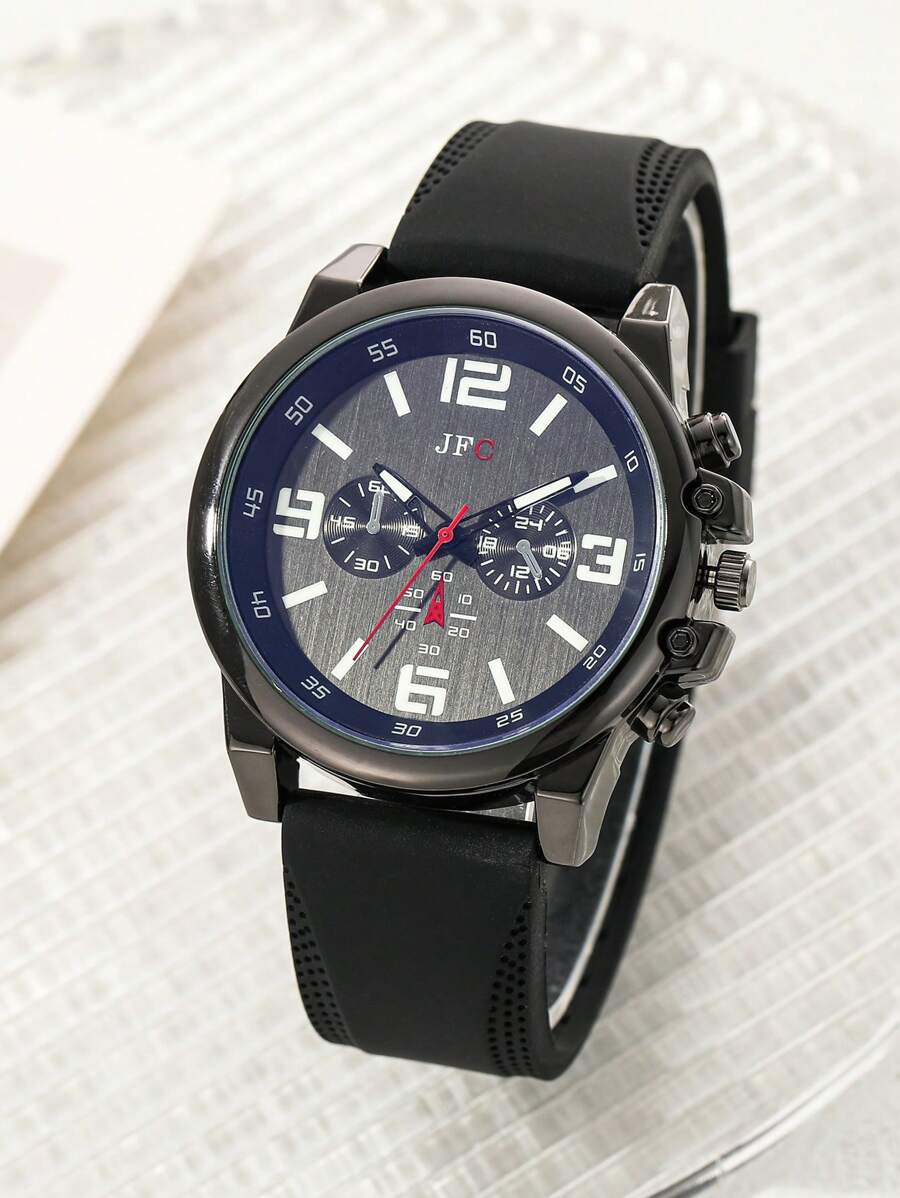 Fashionable Casual Men's Watch With Circular Dial And Quartz Movement, Suitable For Daily Life - Black - View 1