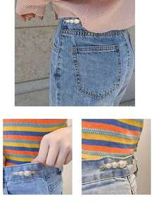 10pcs Women's Anti-Slip Brooch Waist Buckle Adjust Skirt Waist Tightness, Fixed Clothing Neckline Corsage Decorative Buckle Excludes The Card. - White - View 2