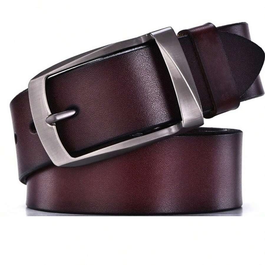 3.7 厘米宽全粒面皮带，男士超长 140 厘米真皮带扣腰带，适合裤子 - 咖啡棕 - 查看 1