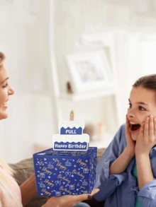 1pc Blue Happy Birthday Money Box Cash Gift Pull, Cash Gift Box Cash, Cash Gift Money Box Color Money Clip Cash With Pull Out Card DIY Set Surprise Birthday Gift Box - Blue - View 7