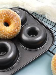 1pc 6-connected Donut Pan, Carbon Steel 6-compartment Mini Cake Pan Black, Baking Tool Suitable For All Seasons - Black - View 7