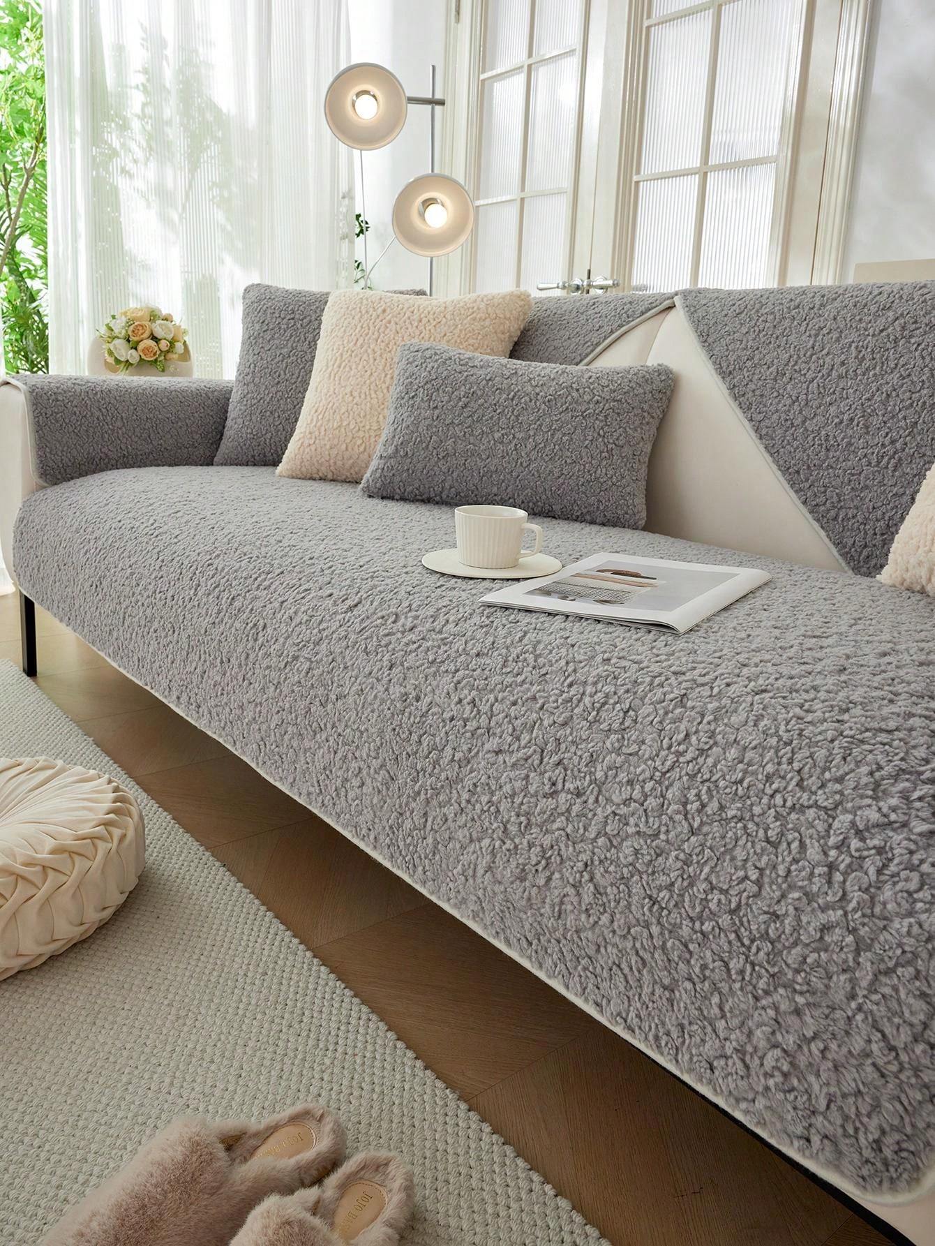 1pc Plush Four Season Universal Sofa Cushion, Modern Style Anti Slip