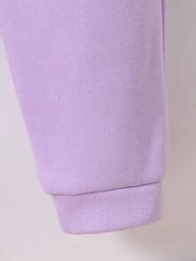 Young Girl Letter Printed Hooded Sweatshirt And Sports Pants, Keep Warm - Purple - View 6