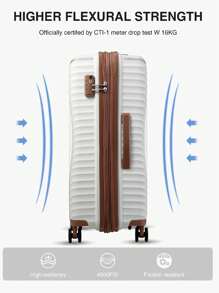 LUGGEX Bộ hành lý sọc chữ Y màu trắng 14 + 20 inch thanh lịch - Tạo nên phong cách thời trang khi đi du lịch - Hành lý cốp thiết kế có bìa cứng PC, bánh xe quay và khóa TSA (“14” + ”20”) Bộ vali du lịch - trắng - Xem 3