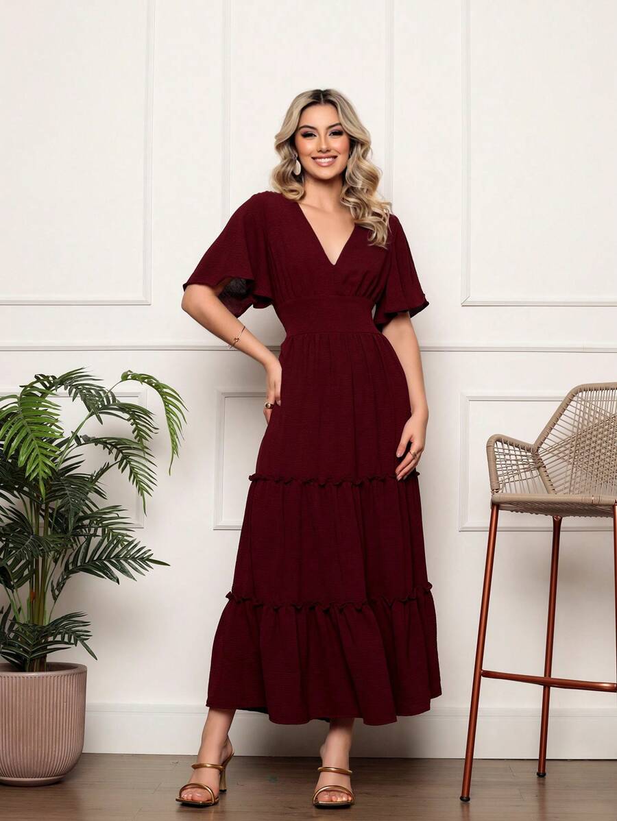 Women Dresses - 紅木色 - 查看 1