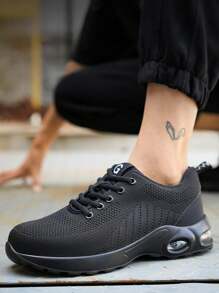 Steel Toe Shoes for Men Lightweight Breathable Comfortable Work Safety Shoes Industrial Construction Indestructible Sneakers Black - Black - View 2