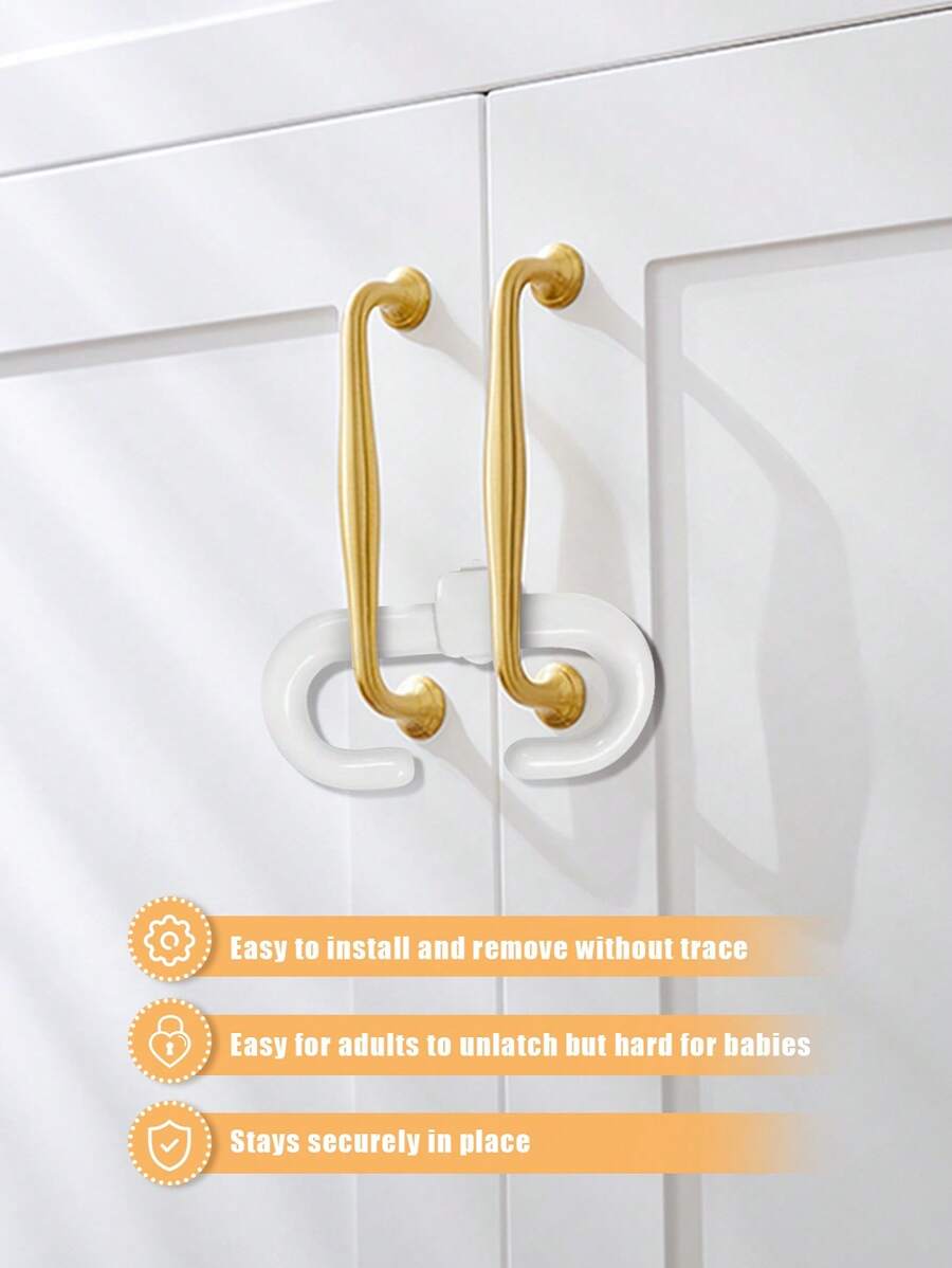 1pc White Baby Proofing Latches, No Adhesive Adjustable Child