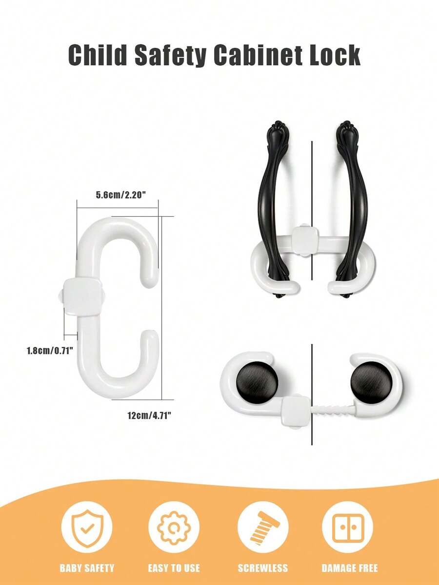 1pc White Baby Proofing Latches, No Adhesive Adjustable Child