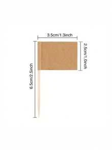 Approximately 100pcs/pack Party Food Decoration Toothpicks Flags ,including Fruit, Cake, Burger, Cocktail Flags With Label Cards - Brown - View 4