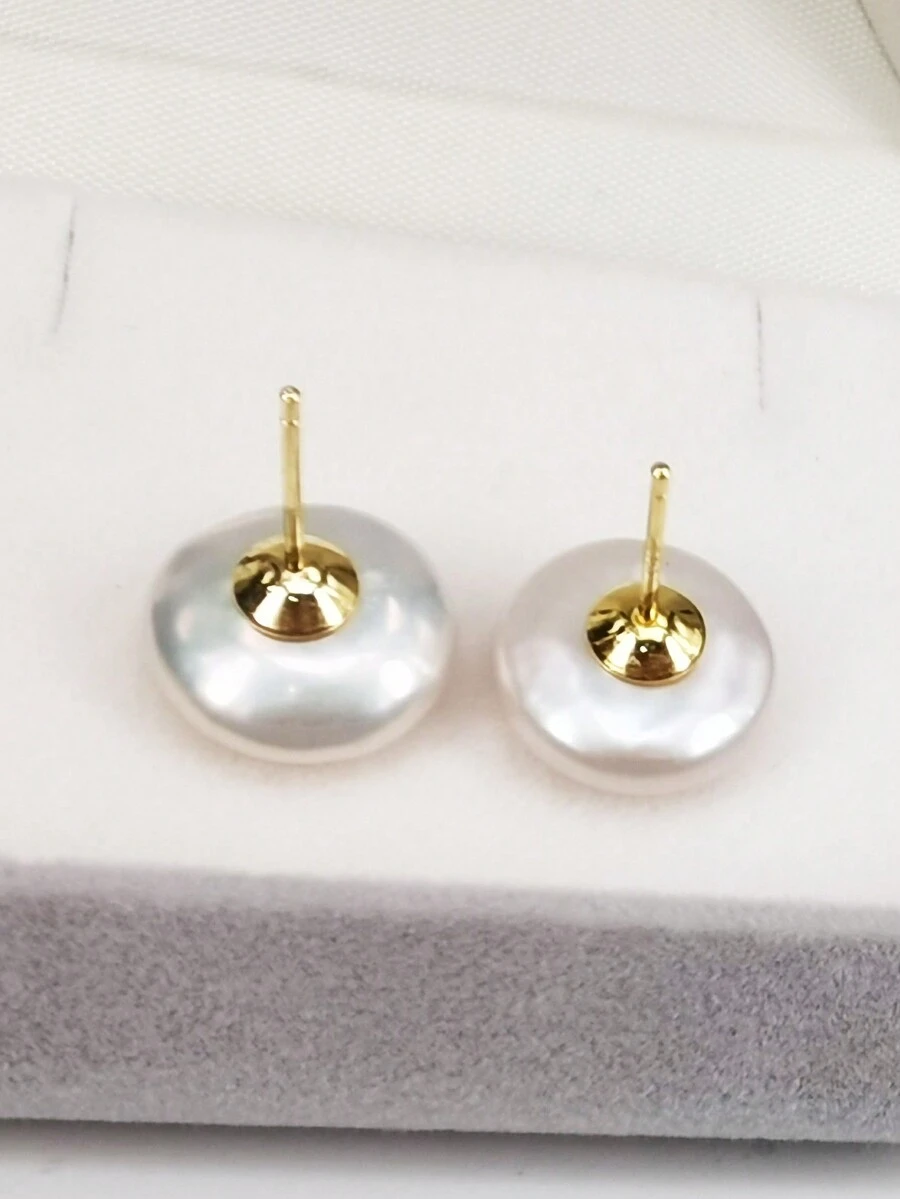 1 đôi bông tai ngọc trai nước ngọt tự nhiên hình tròn, màu trắng, kích thước 11-12mm, kèm móc bông tai bằng bạc 925, phù hợp cho nữ giới đeo hàng ngày hoặc dự tiệc, giao hàng ngẫu nhiên. - trắng - Xem 1
