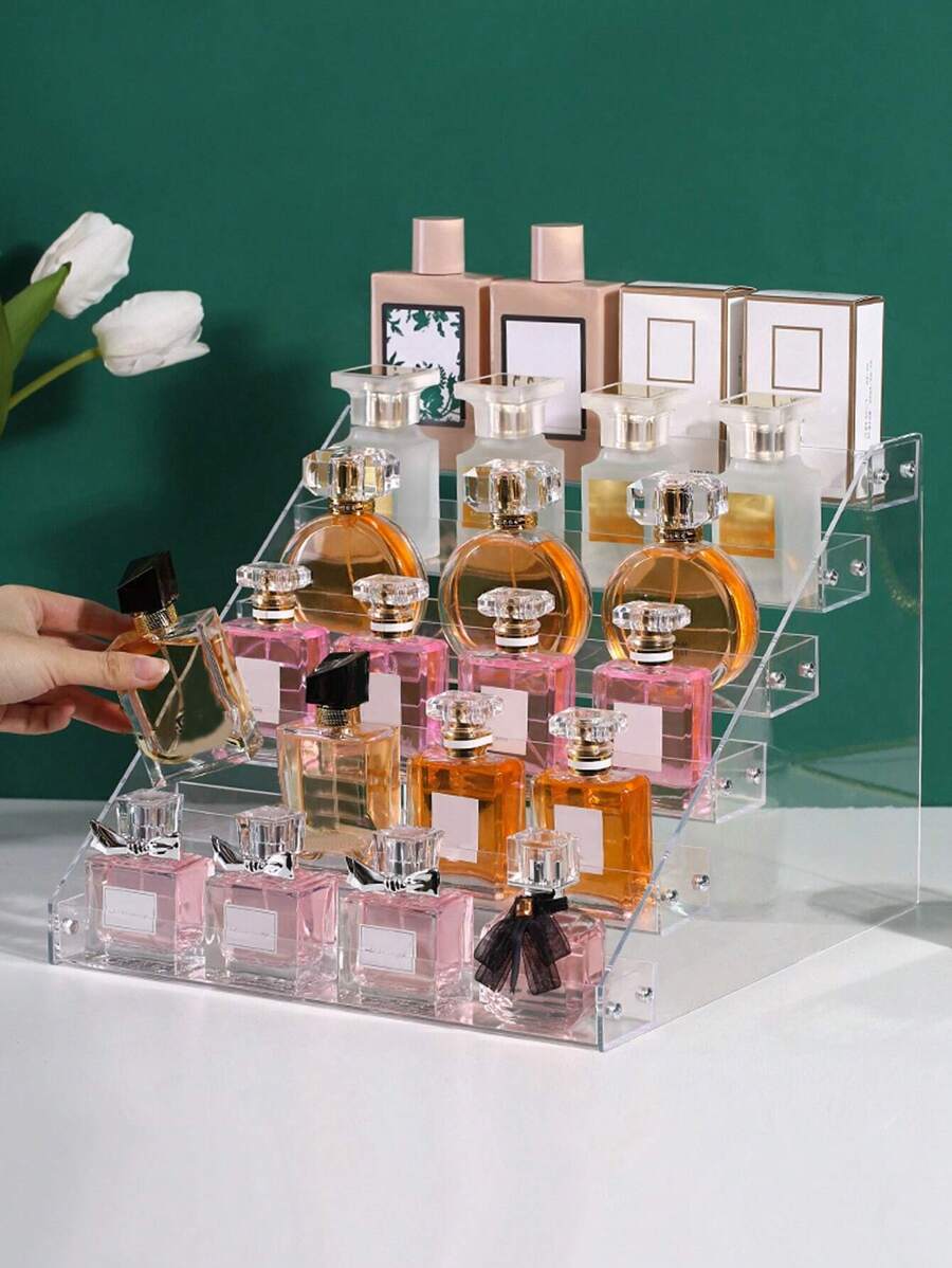 1 pieza Nuevo Estante de almacenamiento y exhibición de perfumes de varios niveles transparente, organizador de cosméticos y juguetes, para colecciones de vacaciones, playa, baño y dormitorio, de gran capacidad