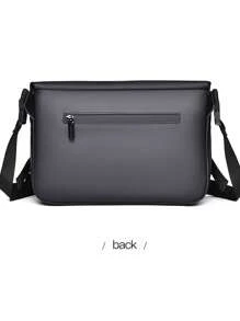 新款时尚休闲黑色防污防水封面设计，装饰扣和肩部拉链，宽透气肩带设计，多口袋斜挎包，容量大，适合工作、通勤、运动、健身、游泳、购物、休闲、周末度假、过夜、派对、聚会、节日礼物。大学包父亲节礼物夏季爸爸新生书籍返校多功能宿舍大学万圣节男士礼物圣诞节男士包书包学生包书包尖叫信使包男士秋季礼物 - 黑色 - 查看 5