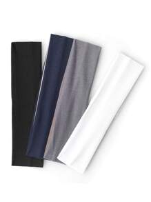 4 件套女士纯色头带套装，适合日常穿着和运动休闲，健身发带头巾头带吸汗带，学校用品，学院，头带秋冬发饰女士度假装女士