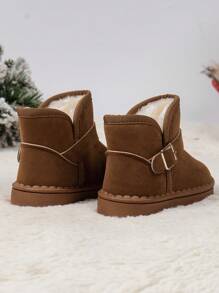 1 Par De Botas Curtas Quentes E Elegantes Para Meninos E Meninas Com Sola Macia E Espessada Para O Inverno
