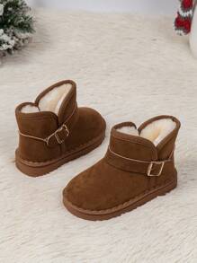 1 Par De Botas Curtas Quentes E Elegantes Para Meninos E Meninas Com Sola Macia E Espessada Para O Inverno