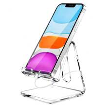 1pc Transparent Acrylic Mobile Phone Stand Desk Base Holder For Universal Desktop Charger Support Phone Stand - Clear - View 1