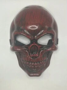 1 pieza Máscara de calavera esqueleto de terror, accesorio de disfraz, máscara de fiesta de Halloween - Burdeos - Ver 6