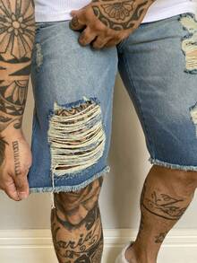 Men Denim Shorts - Medium Wash - View 2