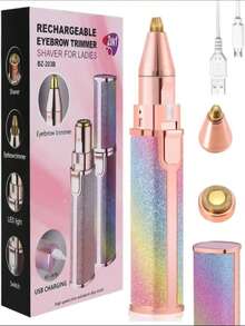 2 In 1 Facial Epilator Women Hair Remover, Rechargeable Eyebrows - Multicolor - View 3