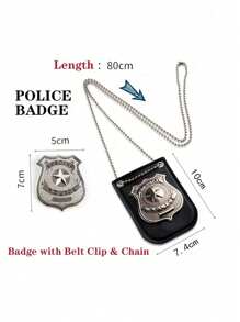 Halloween Role-Play Police Badge With Lanyard And Belt Clip Police Costume