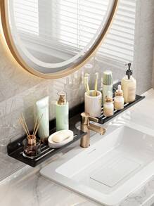 OBOVAY 1件装不锈钢浴室置物架，马桶镜前置物架，壁挂式马桶置物架，洗手池置物架，水龙头壁挂式置物架，浴室配件，家居装饰 - 黑色 - 查看 2