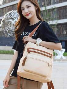 T60 Women Functional Backpacks - 米色 - 查看 4