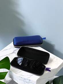 1 件紫色钻石形状 EVA 眼镜盒、眼镜盒、眼镜盒、便携式太阳镜盒、男士拉链细节眼镜盒、简约黑色旅行眼镜盒、眼镜盒用于存放眼镜，适合日常生活回到学校，方便携带（无眼镜）