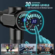SORUDEL 電動按摩槍,30段速度調節,高清觸控屏,3200毫安可充電鋰電池,專業深層組織按摩槍,手持按摩槍,便攜按摩槍配有13個按摩頭和收納袋禮盒套裝 - 黑色 - 查看 5
