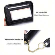 CUIKCA New's RFID Men Credit Card Holder, 12+2 cards Small Leather Zipper Card Case Wallet with Removable Keychain ID Window Chain Purse - Blue - View 6