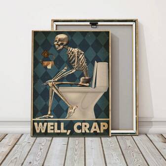 1 Pieza Bnner Colgante De Halloween, Esqueleto Sentado En El Inodoro, Fantasma, Calabaza, Murciélago, Fiesta, Pintura De Estilo De Horror, Linterna, Hechicera, Carteles De Lienzo, Arte Para El Hogar, Decoración De La Sala De Estar, Decoración De La Pared, Impermeable, Inodoro, Hd, Impresión, Obra De Arte.