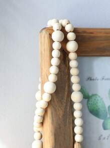 1 chiếc đồ trang trí tua rua đính hạt gỗ nhiều màu sắc, thích hợp cho tiệc Giáng sinh, trang trí cây thông Noel, bình hoa, mặt dây chuyền tua rua đính hạt gỗ Rama Decor - Màu Khaki - Xem 4