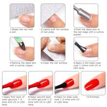 10Pcs Nail Gel Polish Set Nail Kit Sets Color Glitter Holographics Soak Off Uv Gel Nail Varnish For Nail Art Gel Set Gift For Women Nail Art Manicure Salon Diy Gel Nail Design Decoration At Home - 紅色 - 查看 11