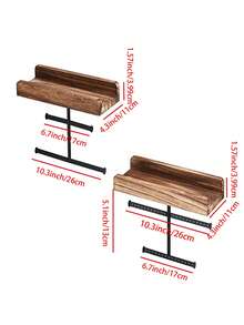 2組水晶珠寶掛式掛飾掛在粗糙的木製牆上收納項鍊、手鍊、耳環、戒指和化妝品,化妝品收納架