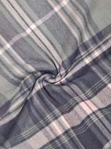 1pc Fringe Grid Pattern Patchwork Poncho Shawl With Tassel Hem, Warm For Autumn And Winter Daily Wear - Multicolor - View 3