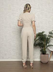 Women Jumpsuits - Beige - View 2