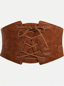 1 件女士文艺复兴风格蕾丝腰带，棕色系列，可调节腰围，适合万圣节和文艺复兴时期的服装