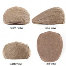 Chapeau Octogonal Pour Homme De Style Britannique Printemps/automne, Chapeau De Peintre Ou Chapeau De Gavroche - Beige - Voir 2