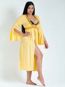 Backless Kimono For Women. Women's Sarongs - Yellow - View 2