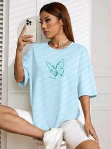 Plus Size T-shirts - Màu xanh nhạt - Xem 2