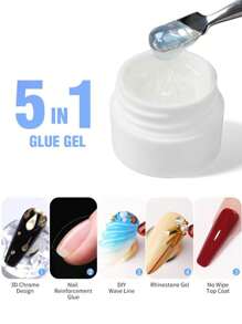 5毫升五合一美甲凝胶，包含金属漆凝胶、镜面闪粉凝胶、雕刻凝胶、水钻凝胶、美甲饰品凝胶 - 無色 - 查看 6