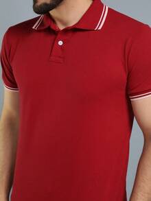 Men Polo Shirts - 紅色 - 查看 2