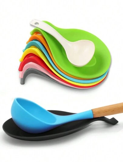 1 Stück Zufällige Farbe Silikon Löffel Matte, Silikon Hitzebeständige Tischset Tablett Löffel Pad Getränk Glas Untersetzer Heißer Verkauf Küchenwerkzeug