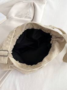 1只純色束口細節女士肩袋 - 米色 - 查看 6